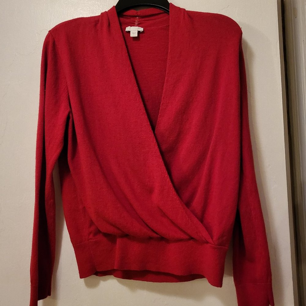 JJill J. Jill Red Crossover Sweater worn once Large